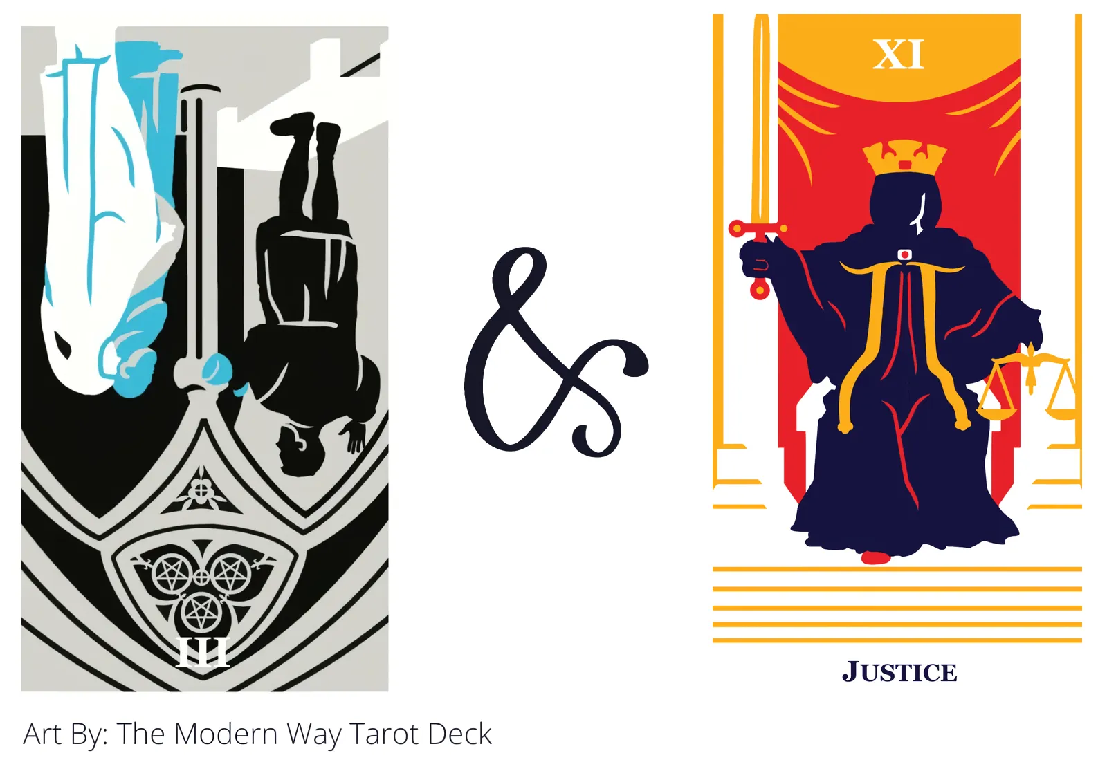 three of pentacles reversed and justice tarot cards together