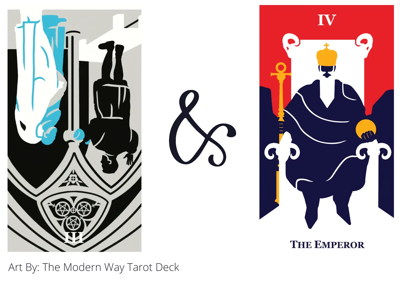 three of pentacles reversed and the emperor tarot cards together