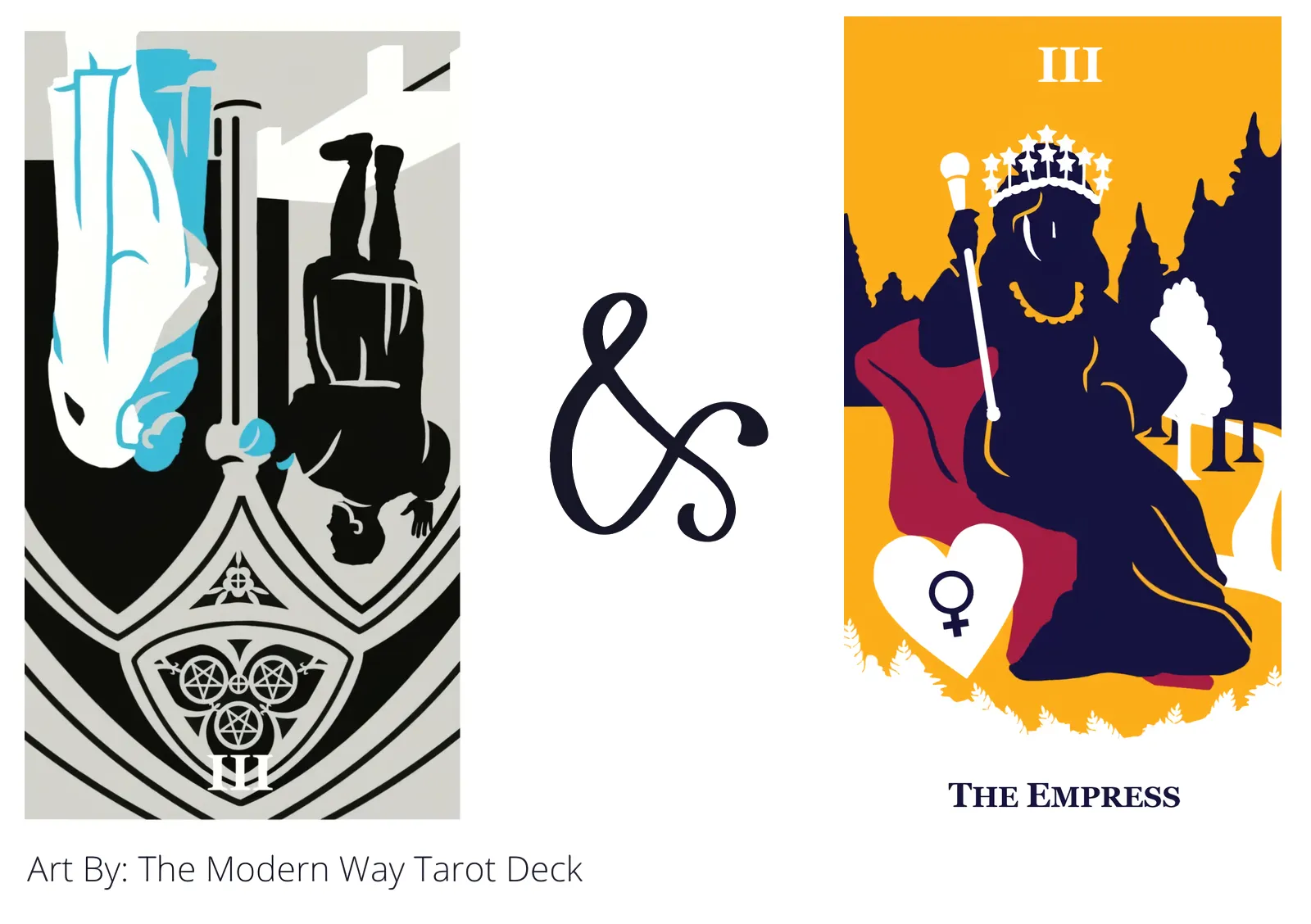 three of pentacles reversed and the empress tarot cards together