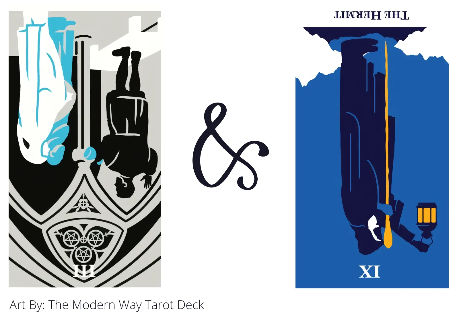 three of pentacles reversed and the hermit reversed tarot cards together
