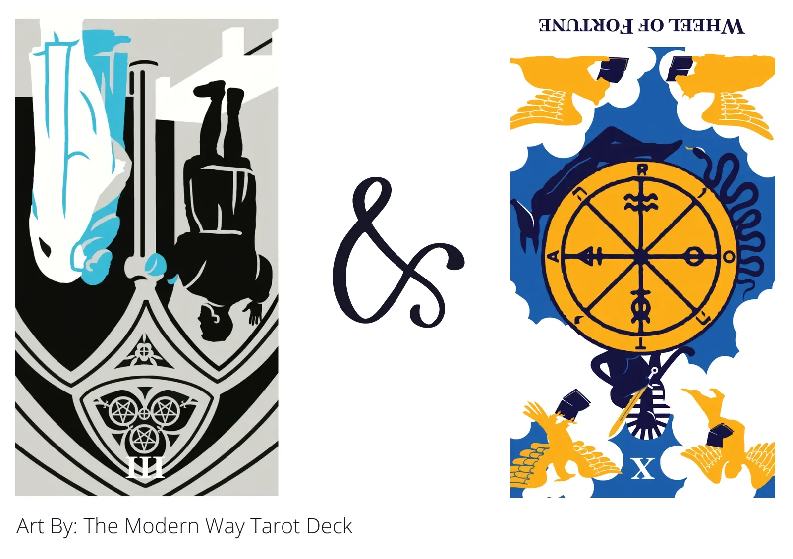 three of pentacles reversed and wheel of fortune reversed tarot cards together