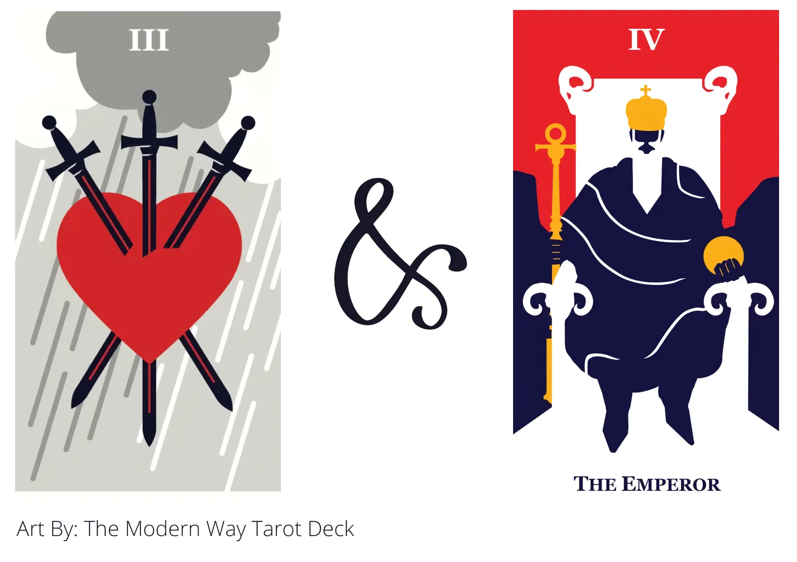 three of swords and the emperor tarot cards together