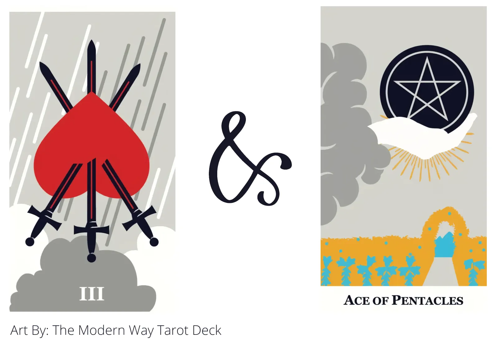 three of swords reversed and ace of pentacles tarot cards together