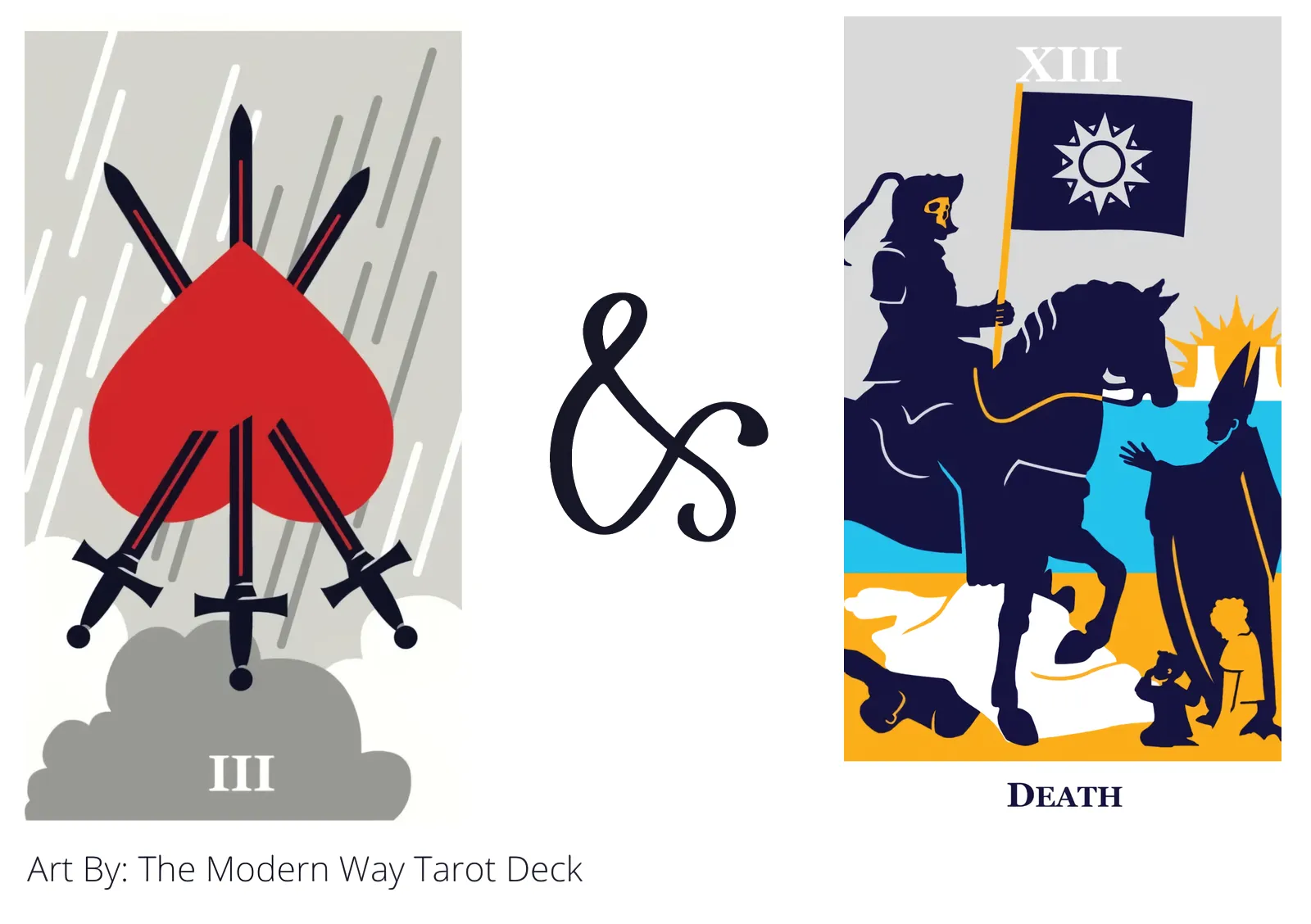 three of swords reversed and death tarot cards together