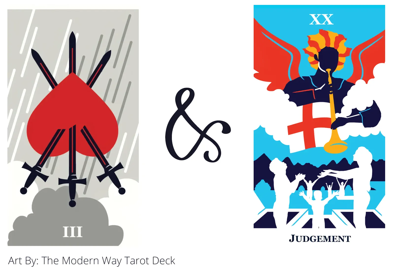 three of swords reversed and judgement tarot cards together