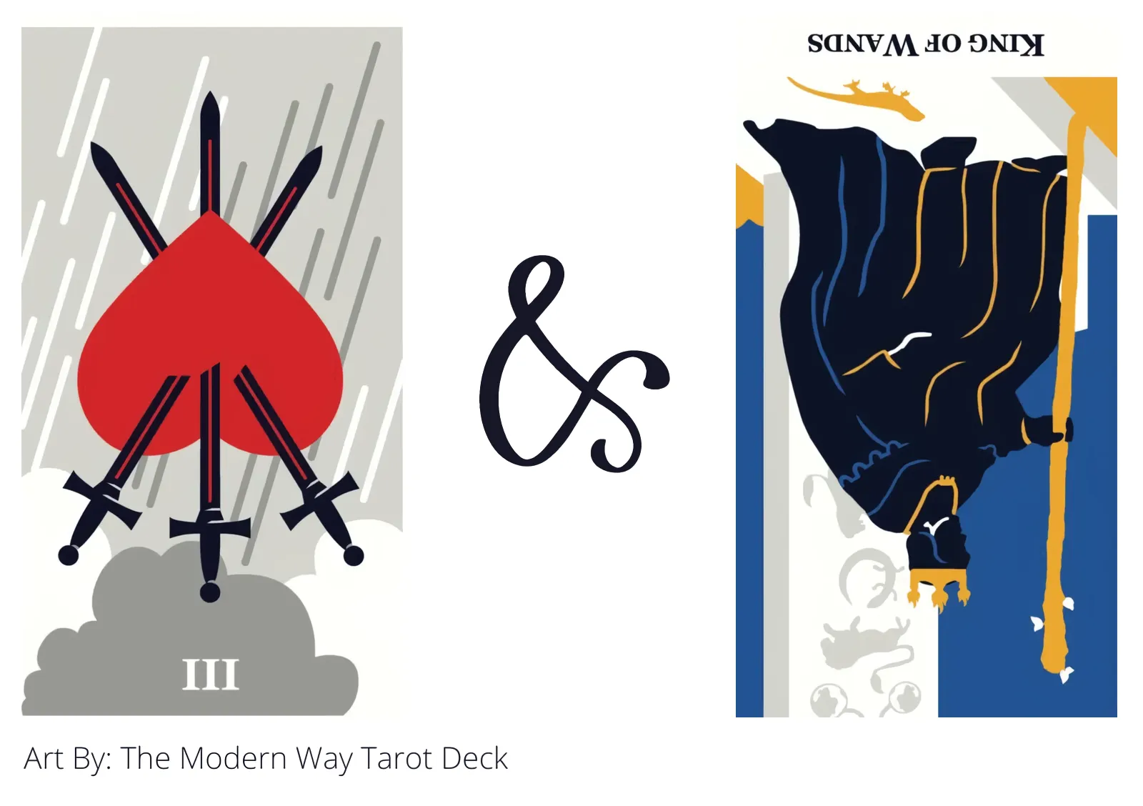 three of swords reversed and king of wands reversed tarot cards together