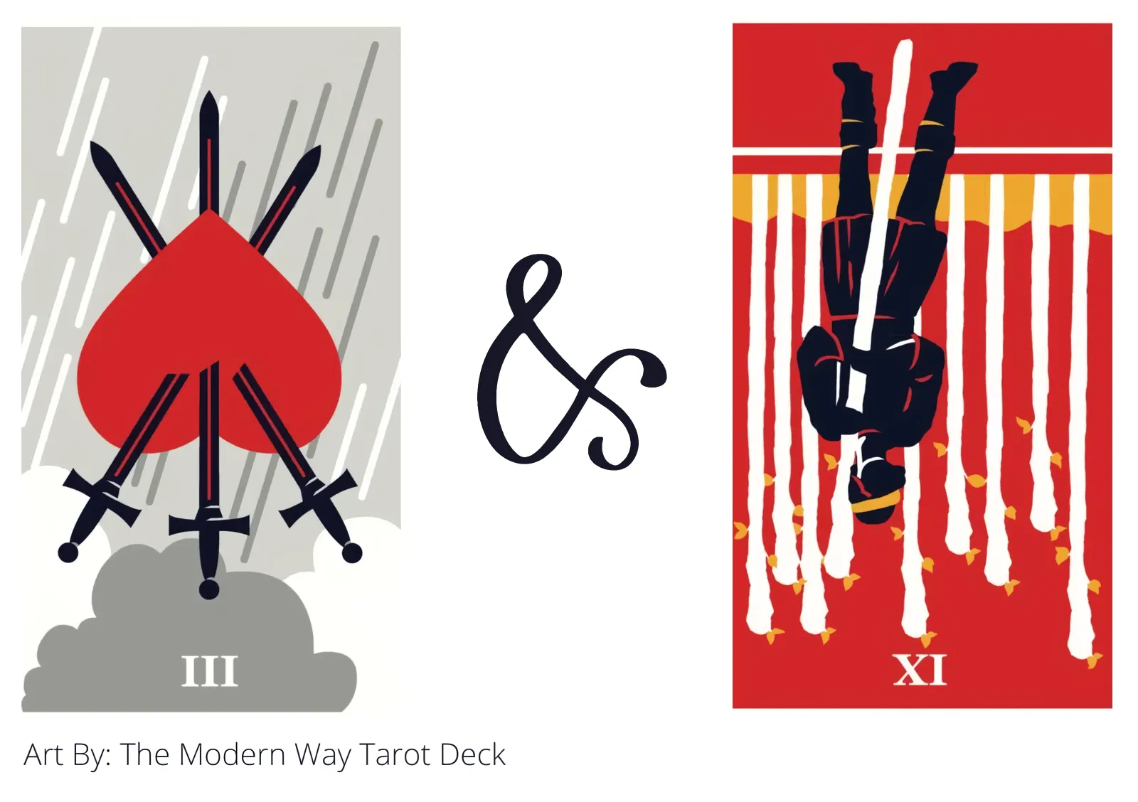 three of swords reversed and nine of wands reversed tarot cards together