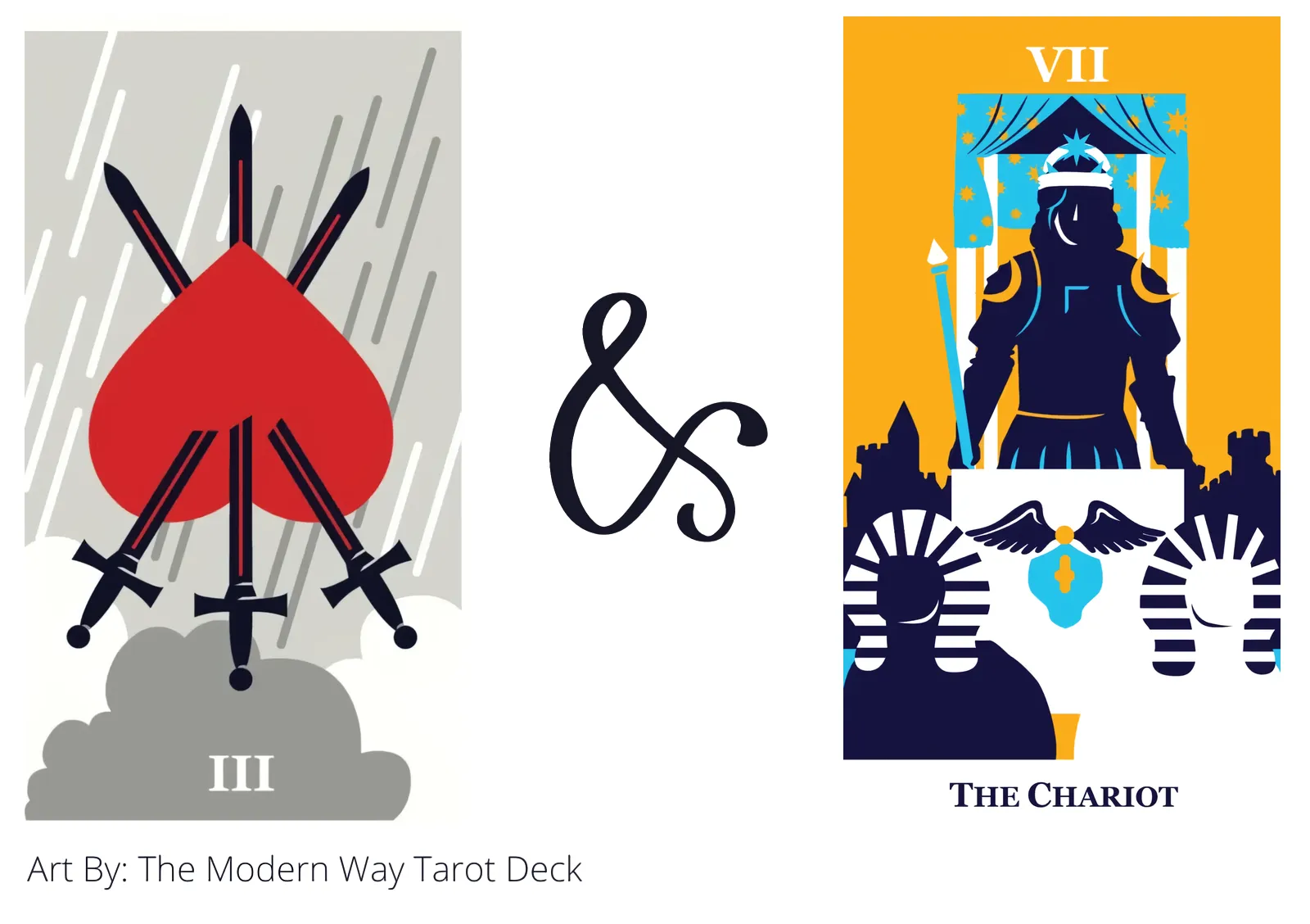 three of swords reversed and the chariot tarot cards together