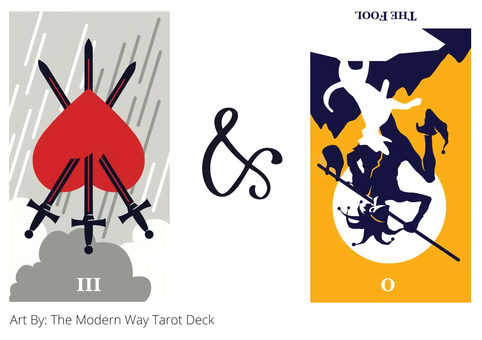 three of swords reversed and the fool reversed tarot cards together