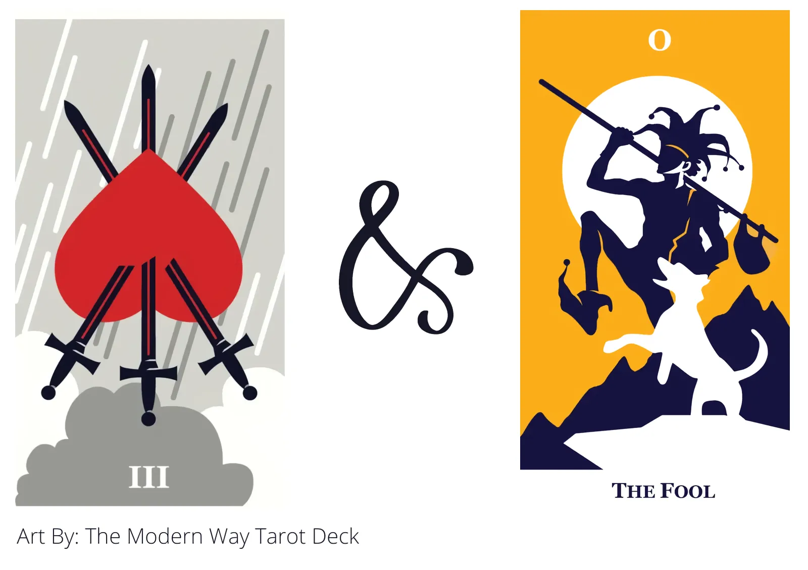 three of swords reversed and the fool tarot cards together