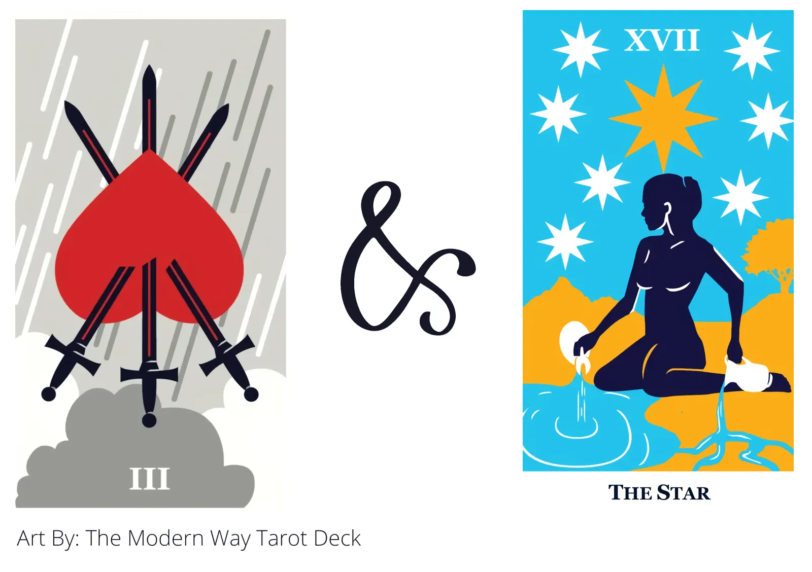 three of swords reversed and the star tarot cards together