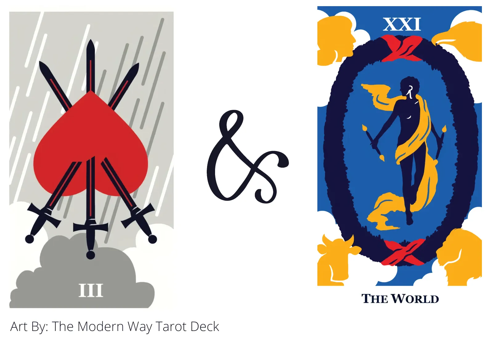 three of swords reversed and the world tarot cards together