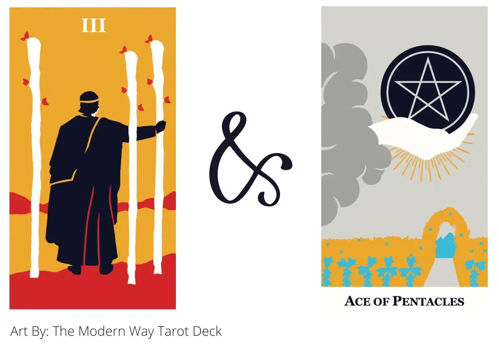 three of wands and ace of pentacles tarot cards together