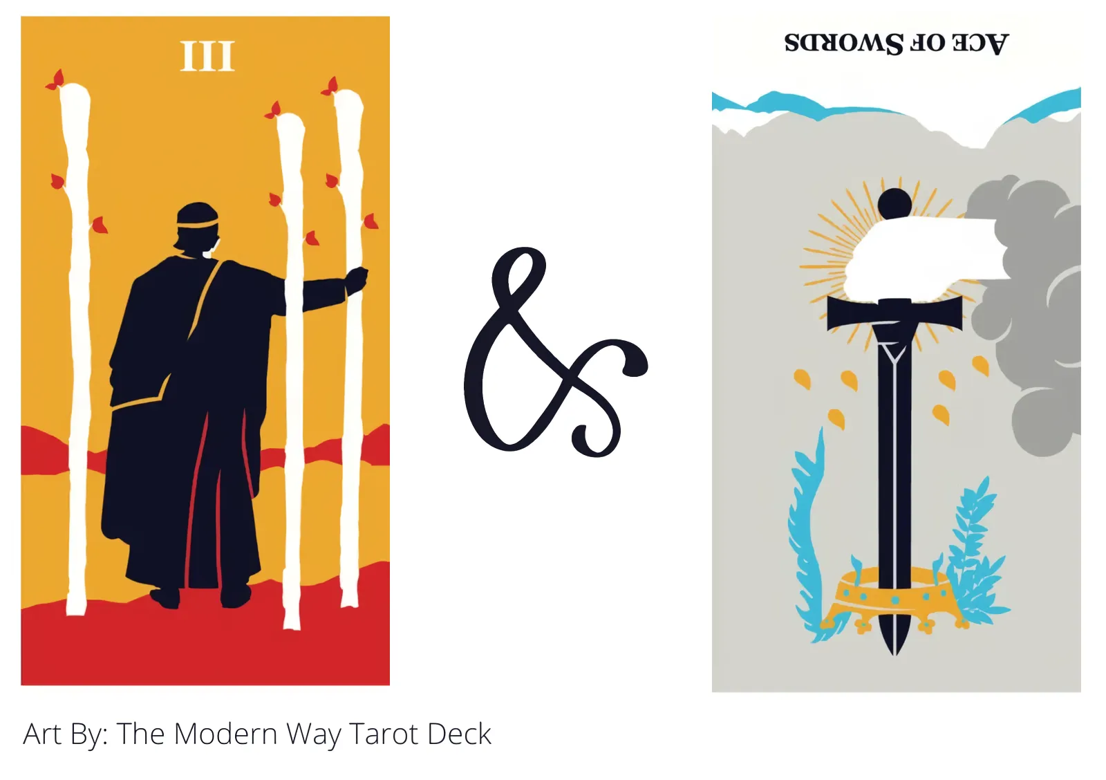 three of wands and ace of swords reversed tarot cards together