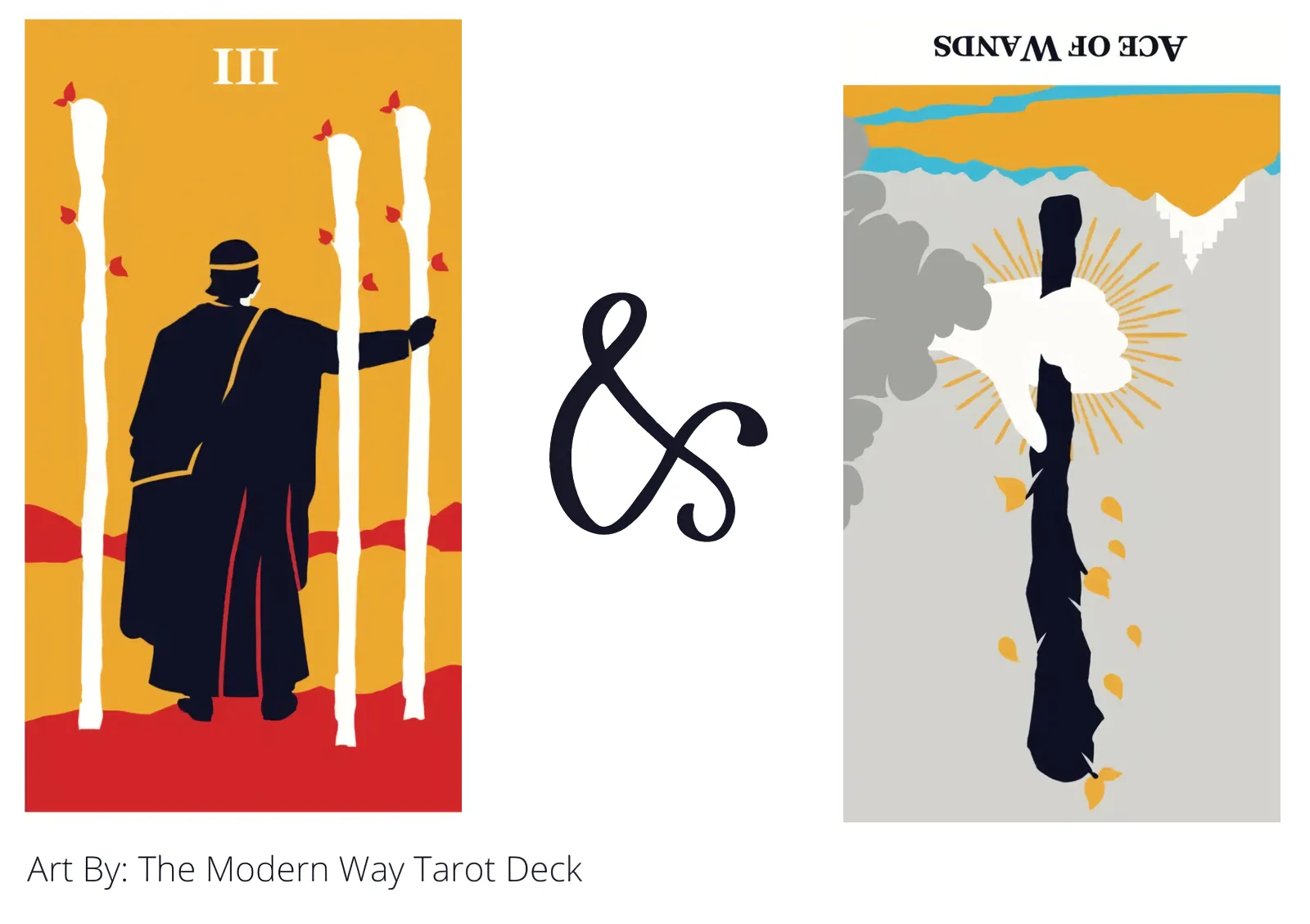 three of wands and ace of wands reversed tarot cards together