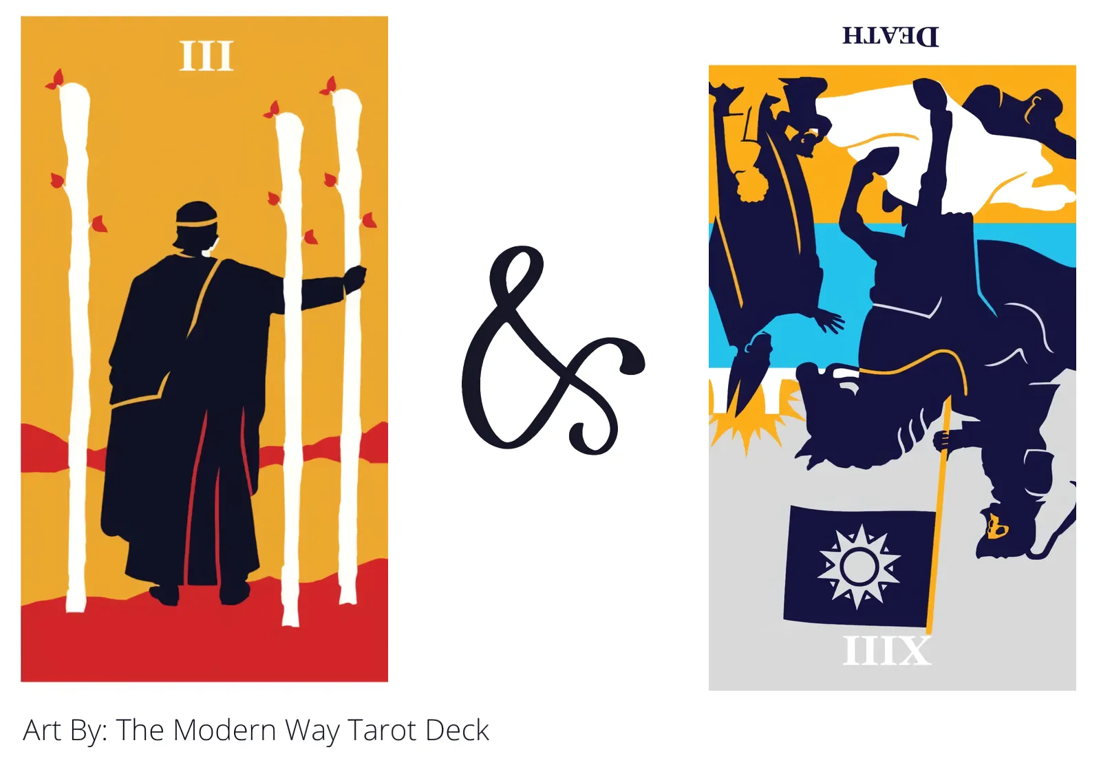 three of wands and death reversed tarot cards together