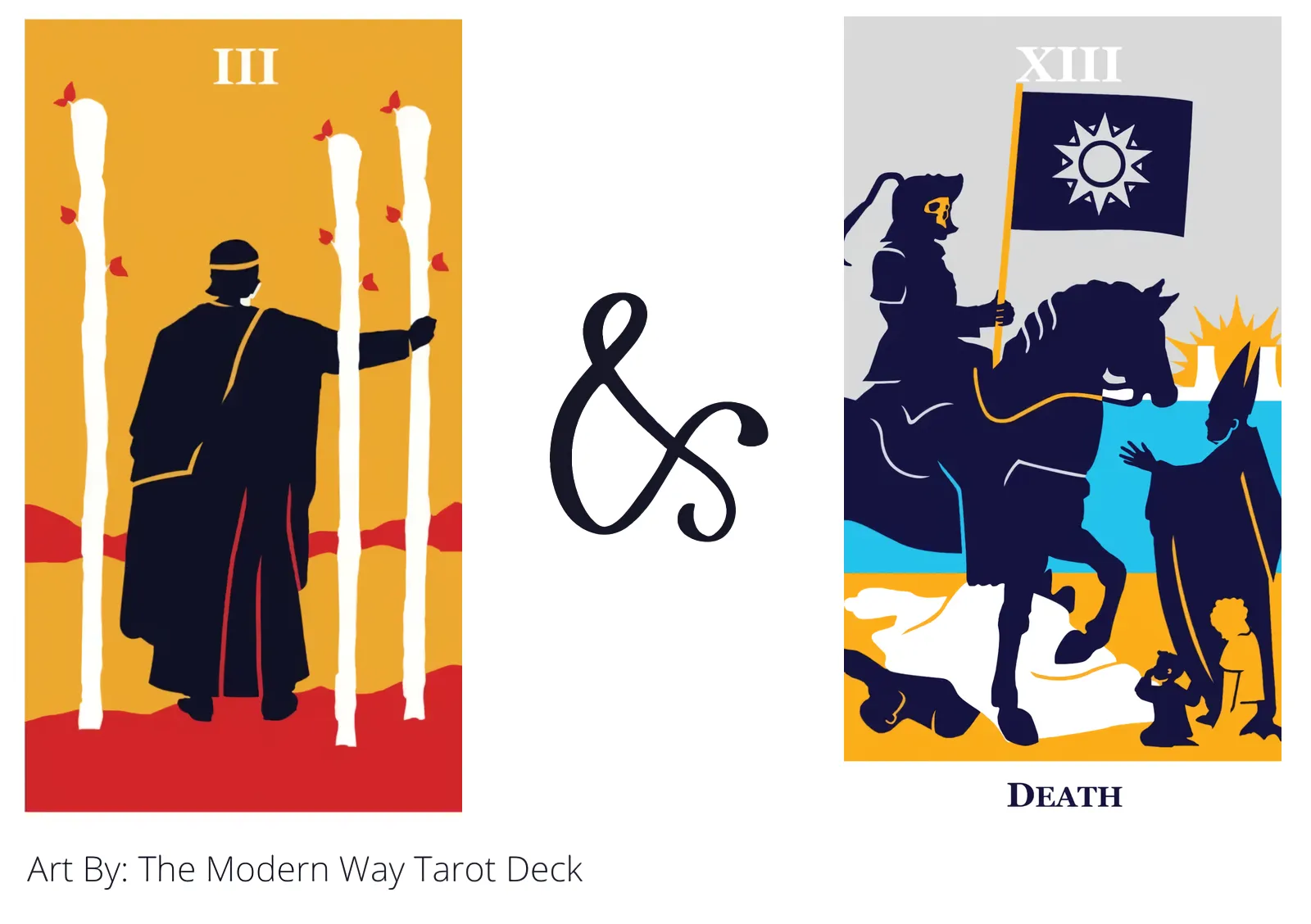 three of wands and death tarot cards together