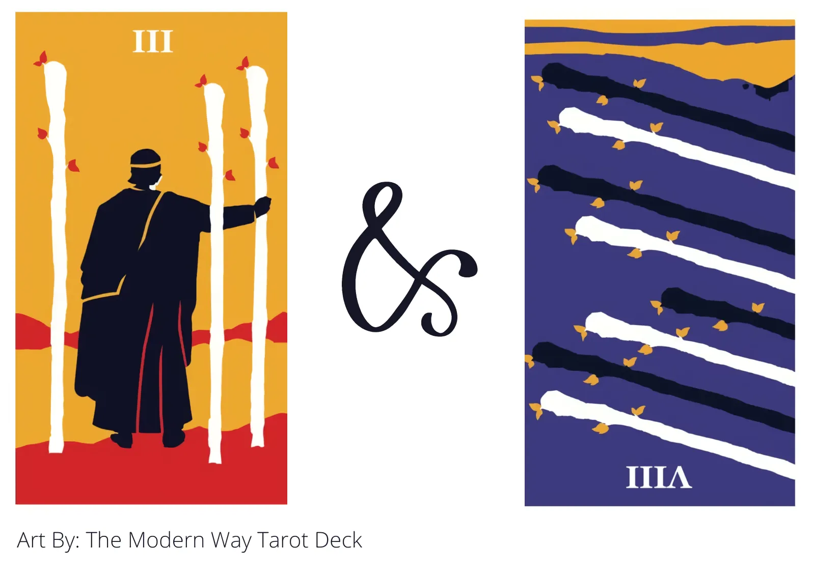 three of wands and eight of wands reversed tarot cards together