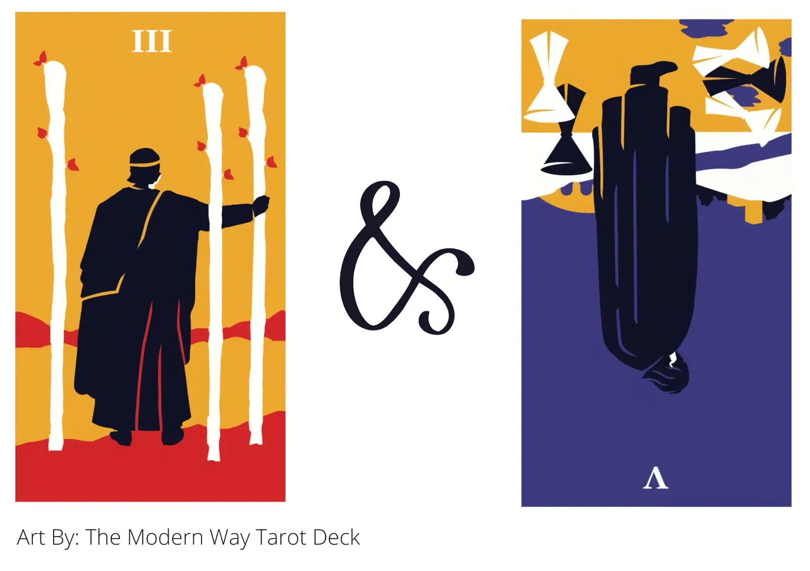 three of wands and five of cups reversed tarot cards together