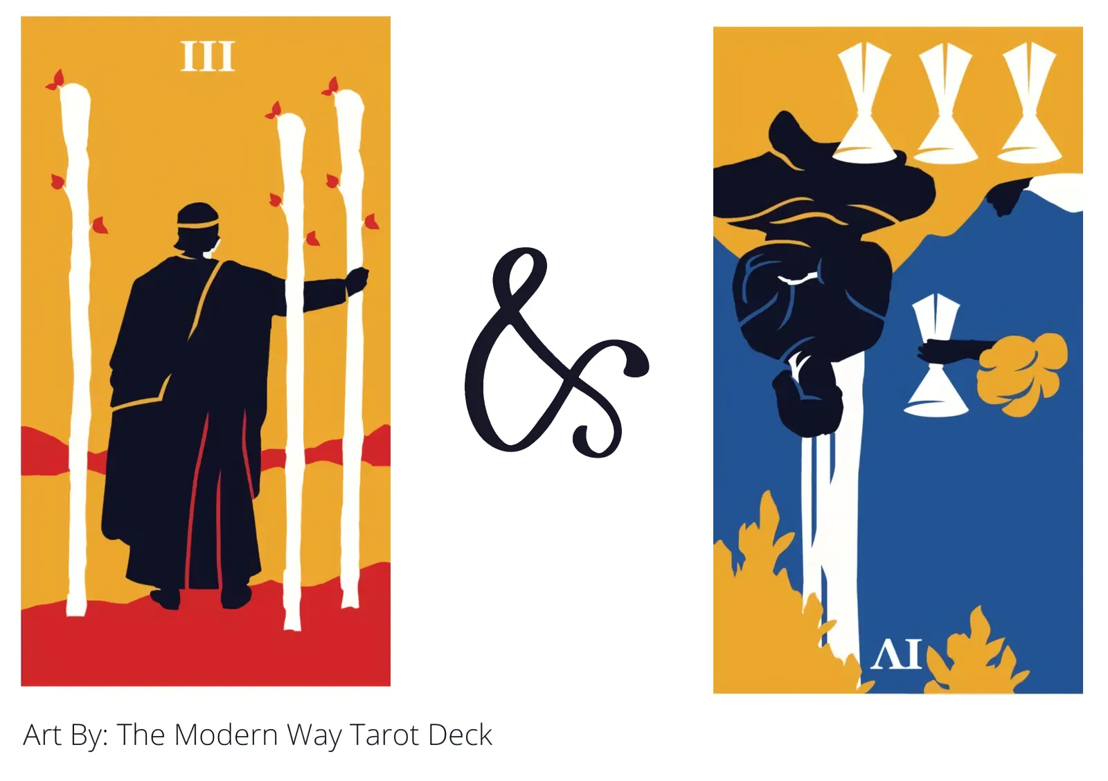 three of wands and four of cups reversed tarot cards together