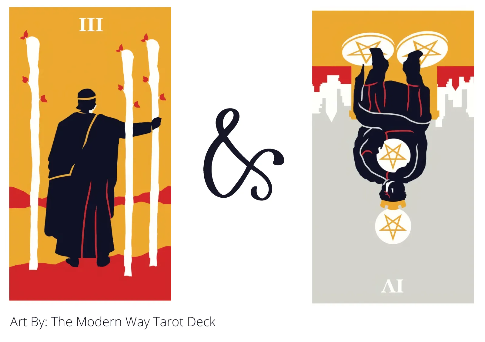 three of wands and four of pentacles reversed tarot cards together