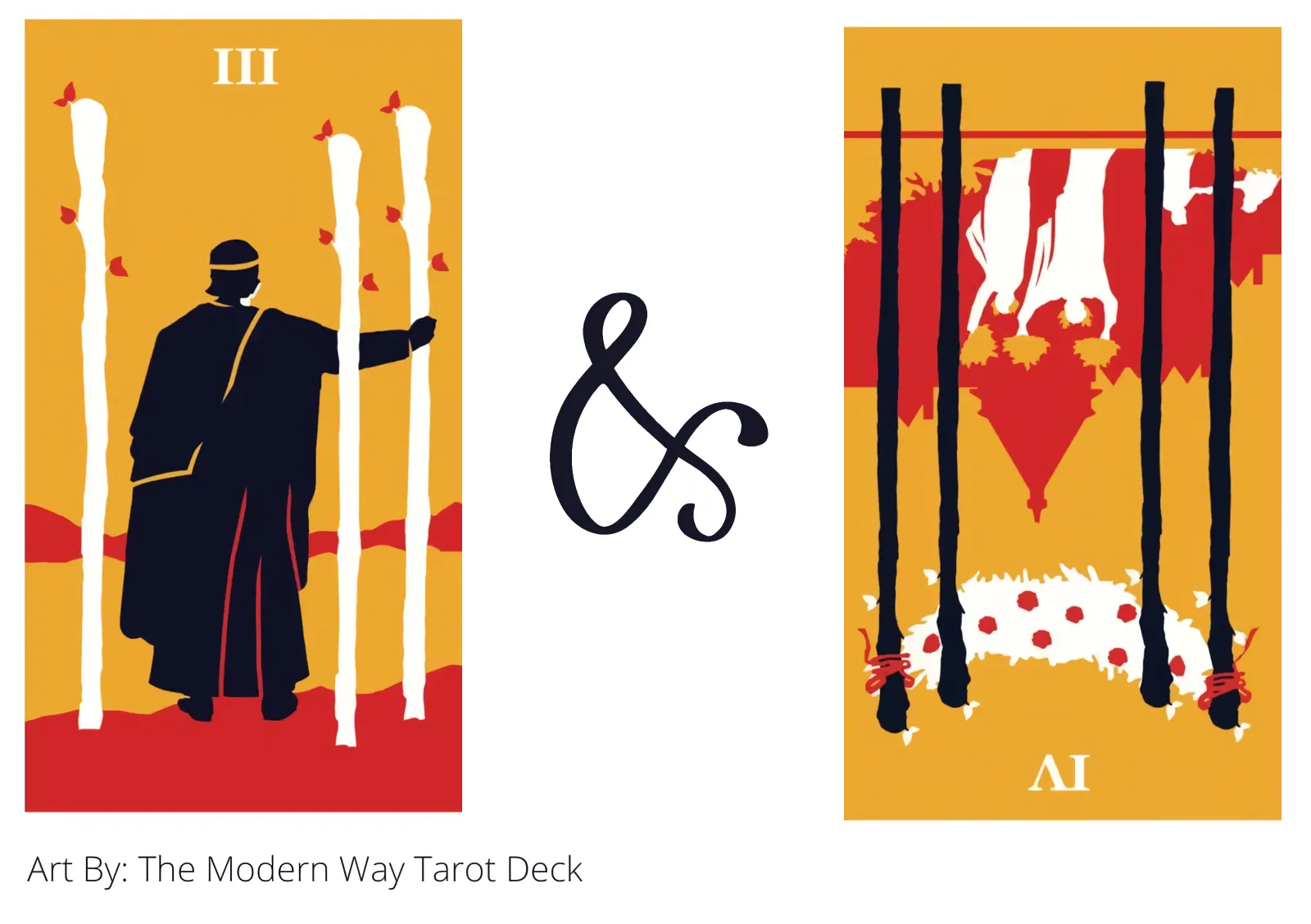 three of wands and four of wands reversed tarot cards together