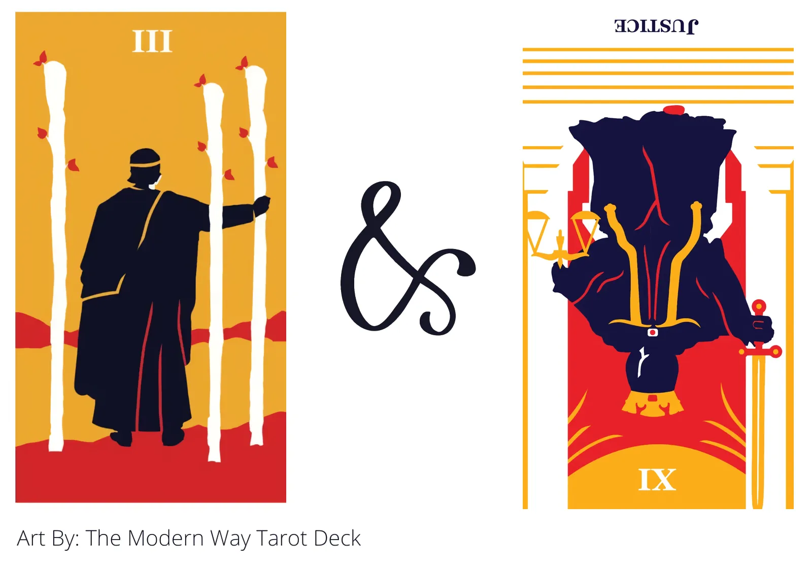 three of wands and justice reversed tarot cards together