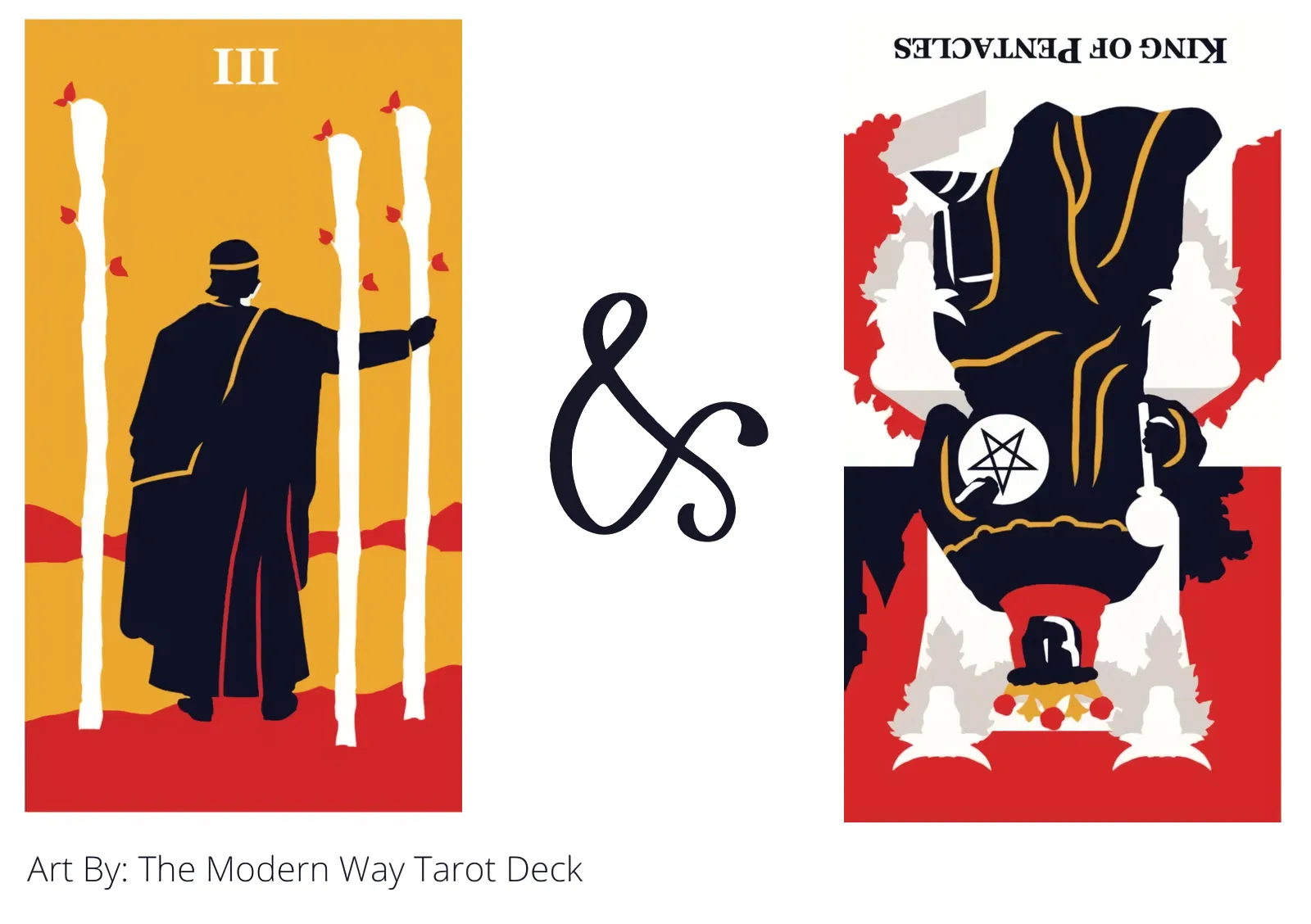 three of wands and king of pentacles reversed tarot cards together