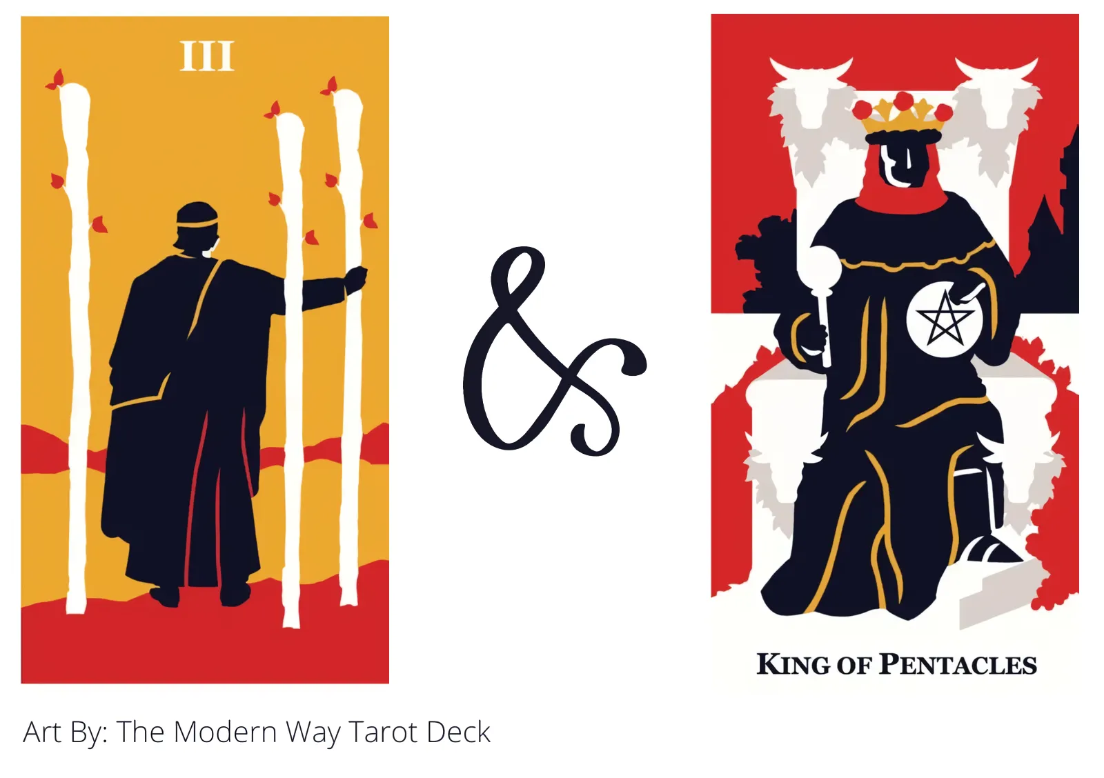 three of wands and king of pentacles tarot cards together