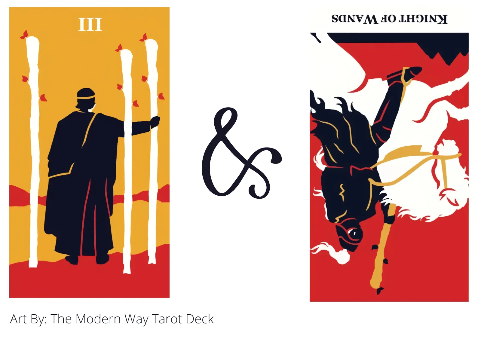 three of wands and knight of wands reversed tarot cards together