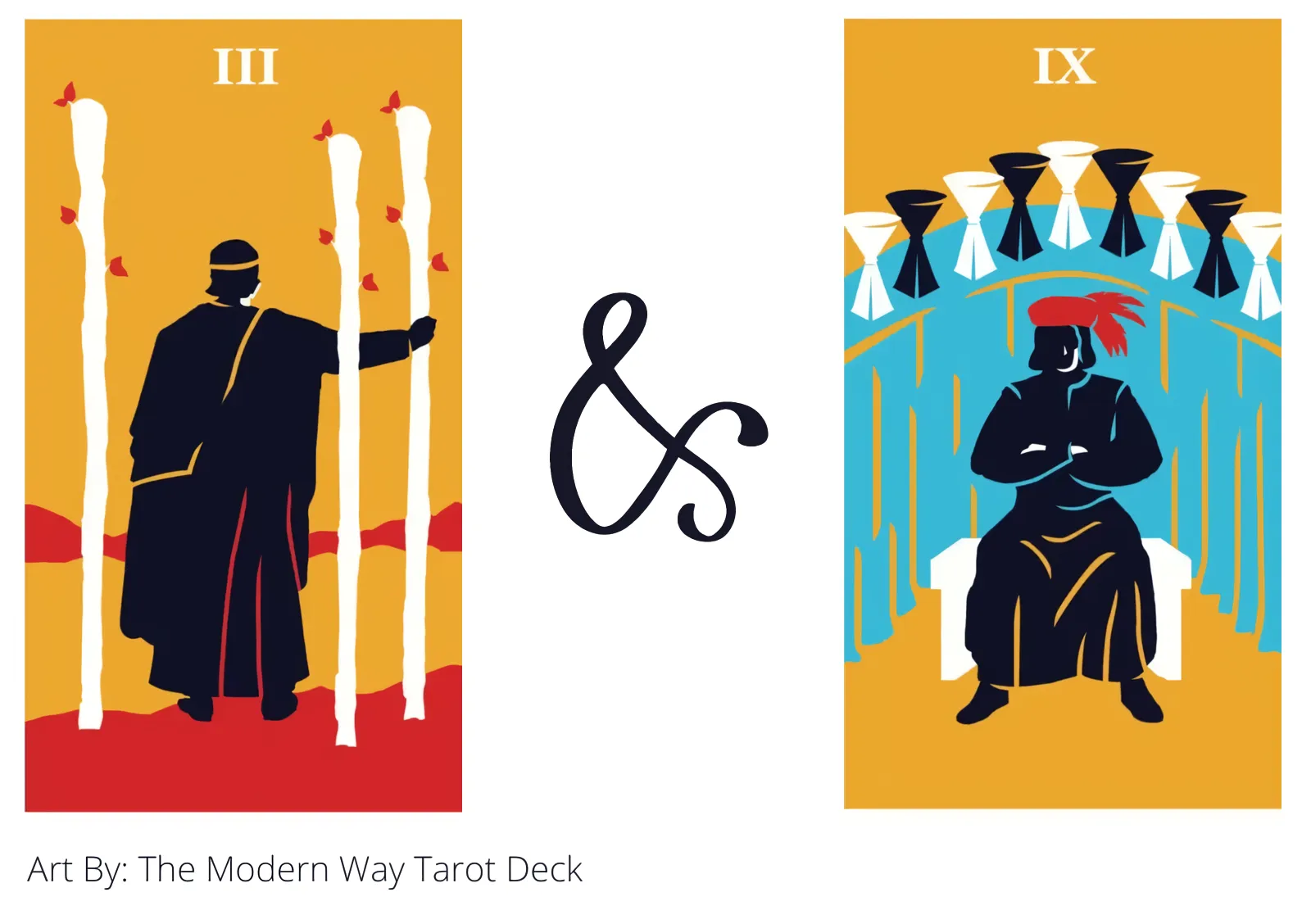 three of wands and nine of cups tarot cards together