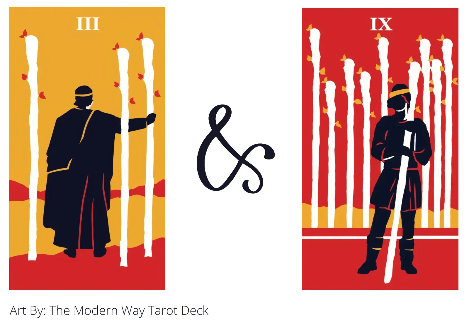 three of wands and nine of wands tarot cards together