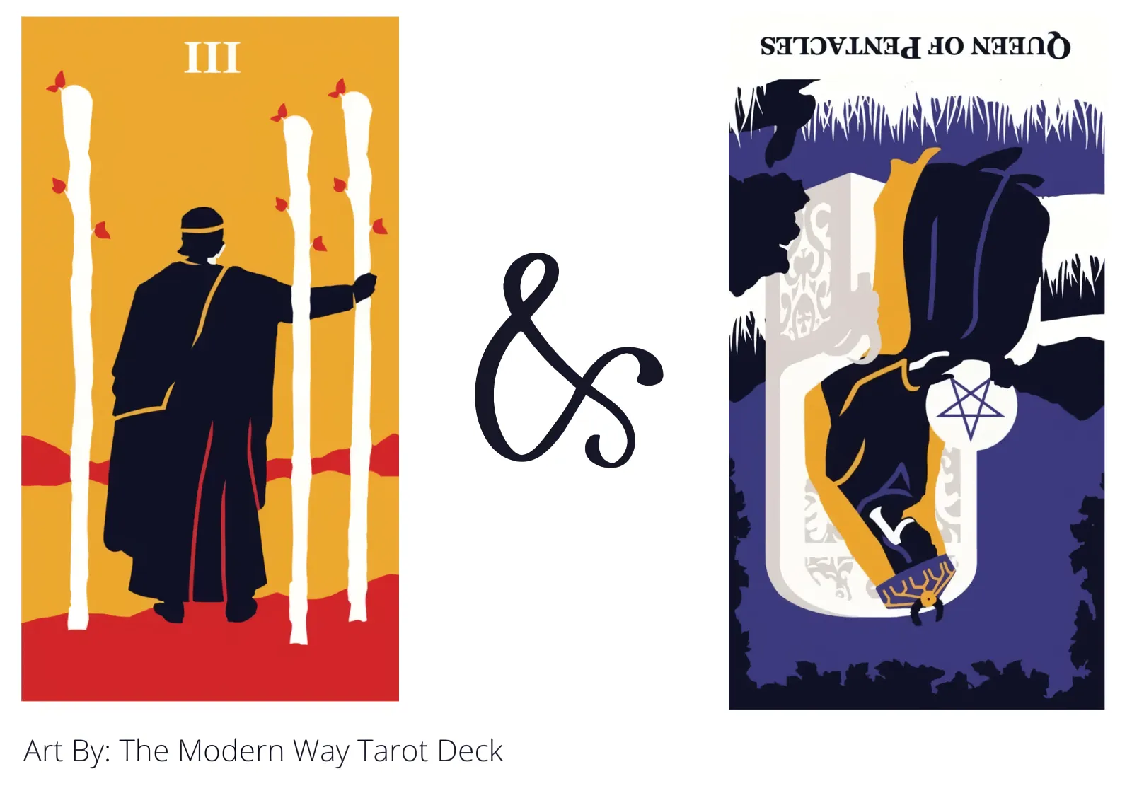 three of wands and queen of pentacles reversed tarot cards together