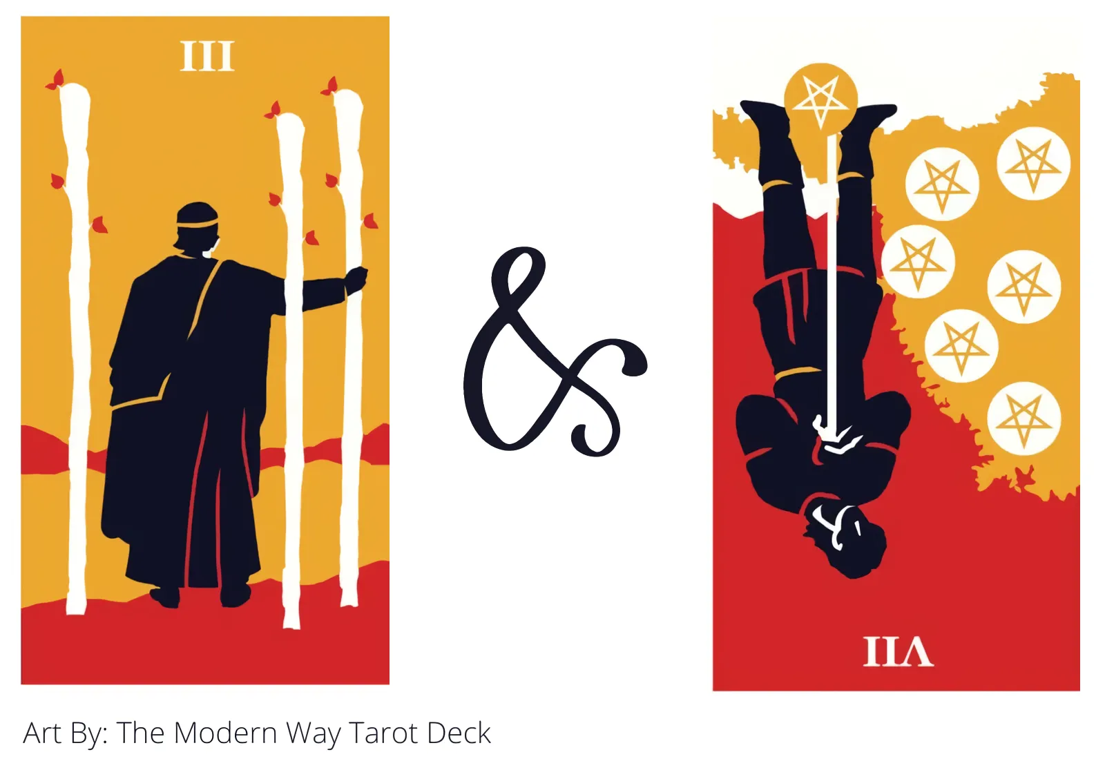 three of wands and seven of pentacles reversed tarot cards together