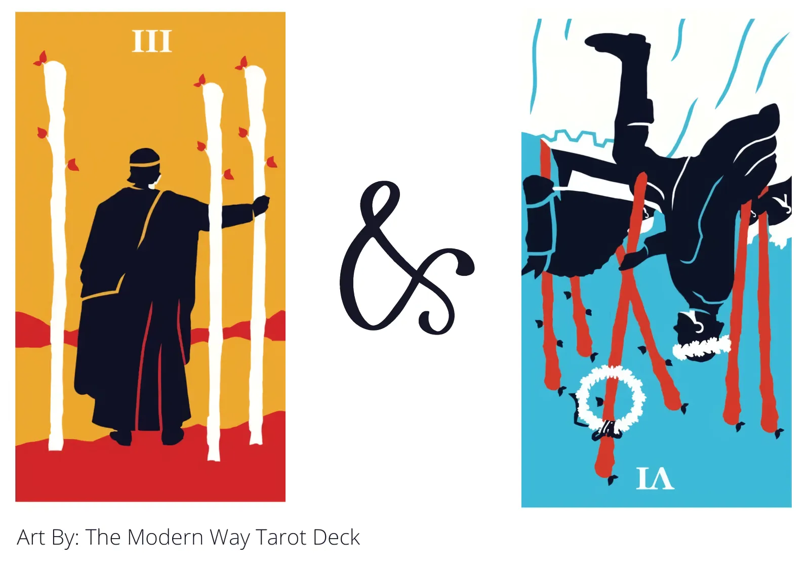 three of wands and six of wands reversed tarot cards together
