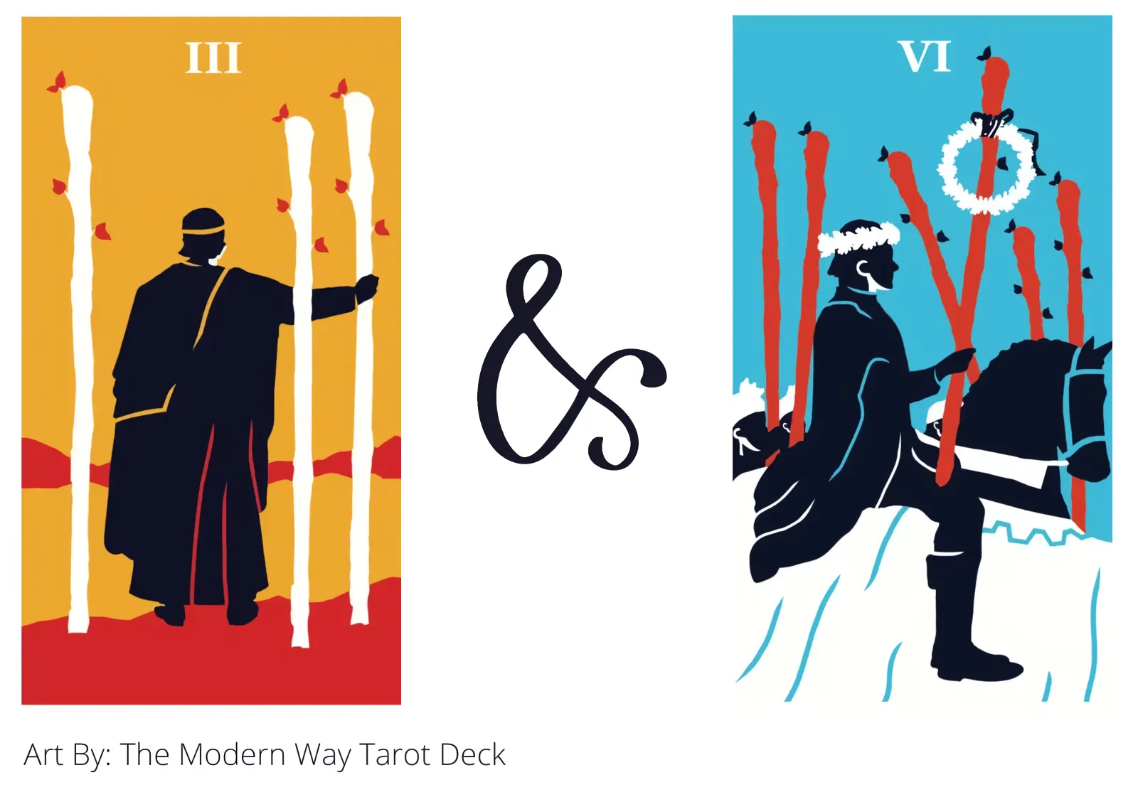 three of wands and six of wands tarot cards together