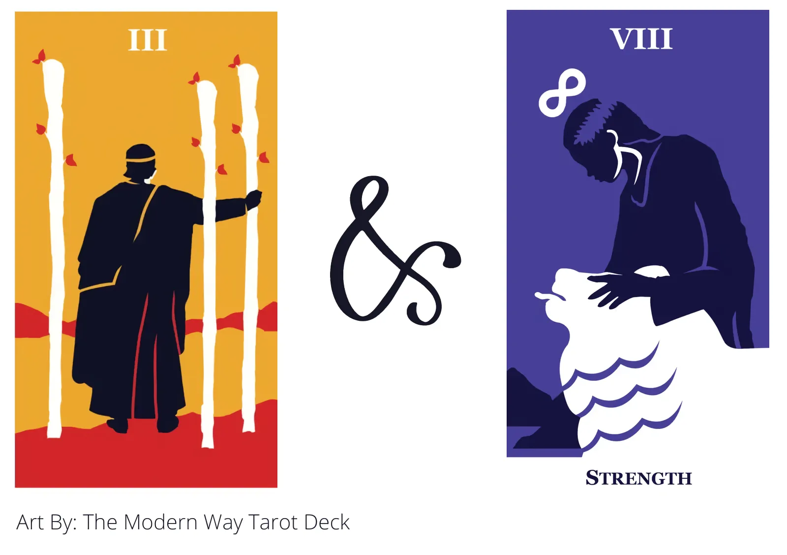 three of wands and strength tarot cards together