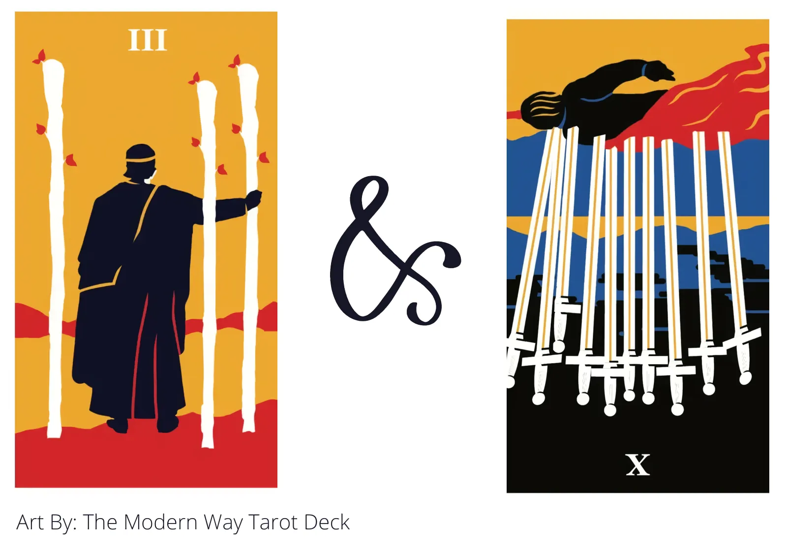 three of wands and ten of swords reversed tarot cards together