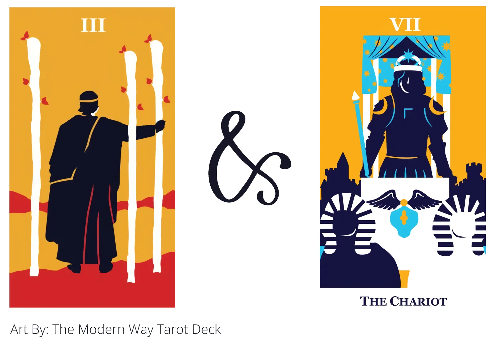 three of wands and the chariot tarot cards together