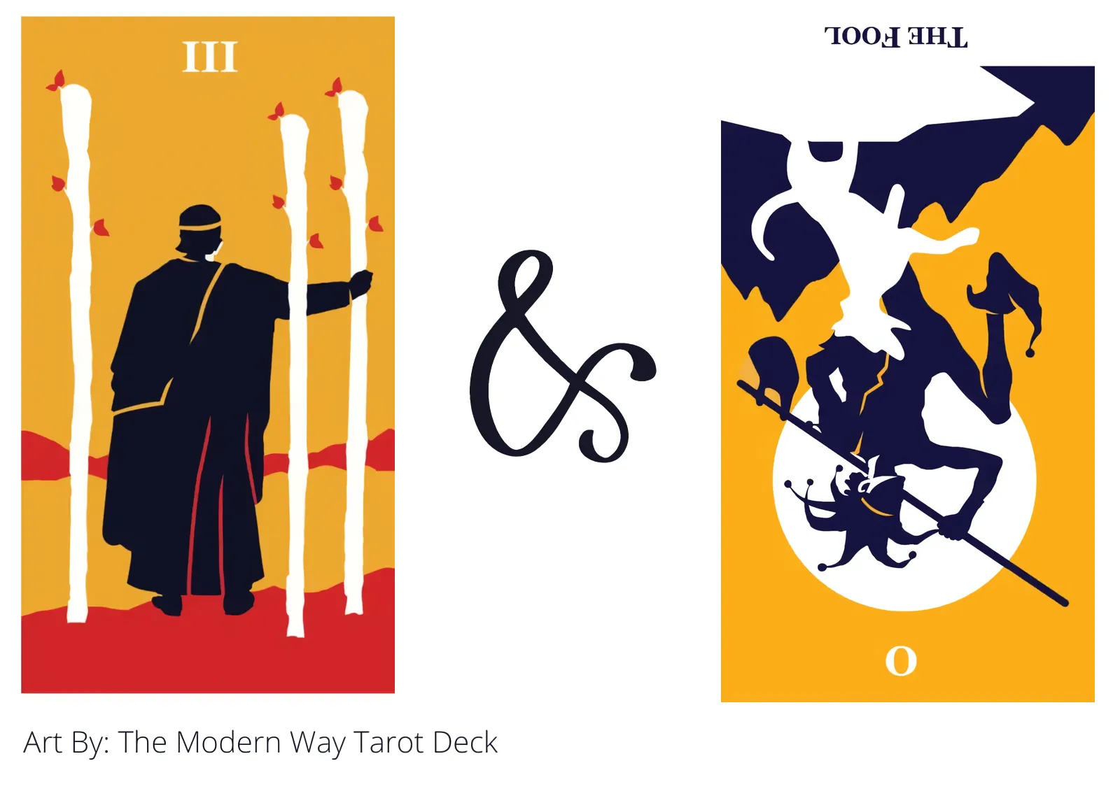 three of wands and the fool reversed tarot cards together