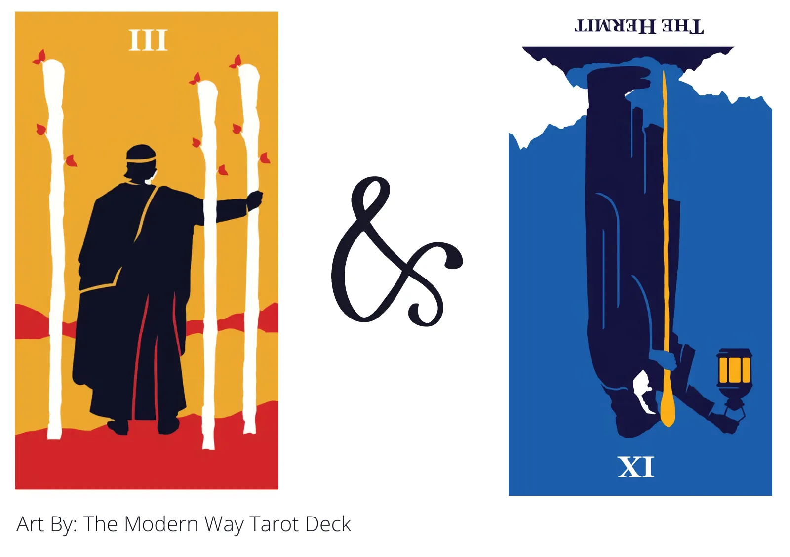 three of wands and the hermit reversed tarot cards together