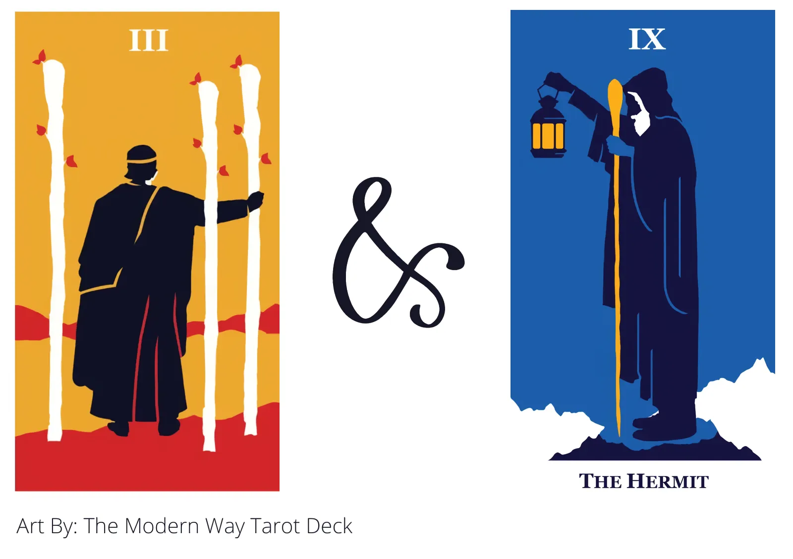 three of wands and the hermit tarot cards together