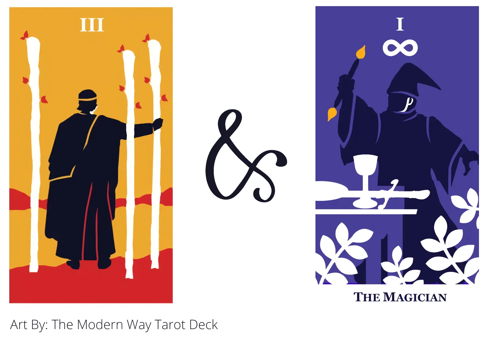 three of wands and the magician tarot cards together
