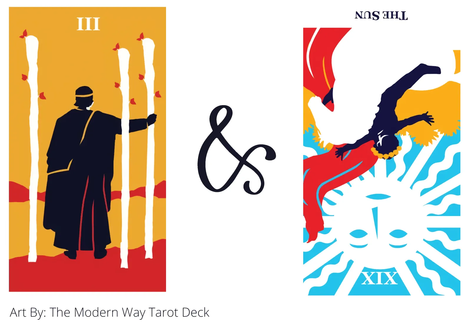 three of wands and the sun reversed tarot cards together
