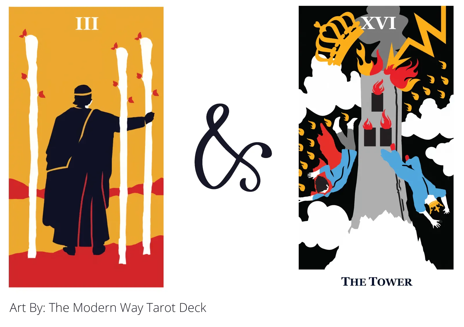 three of wands and the tower tarot cards together