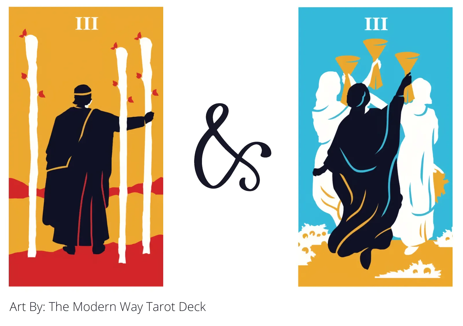 three of wands and three of cups tarot cards together