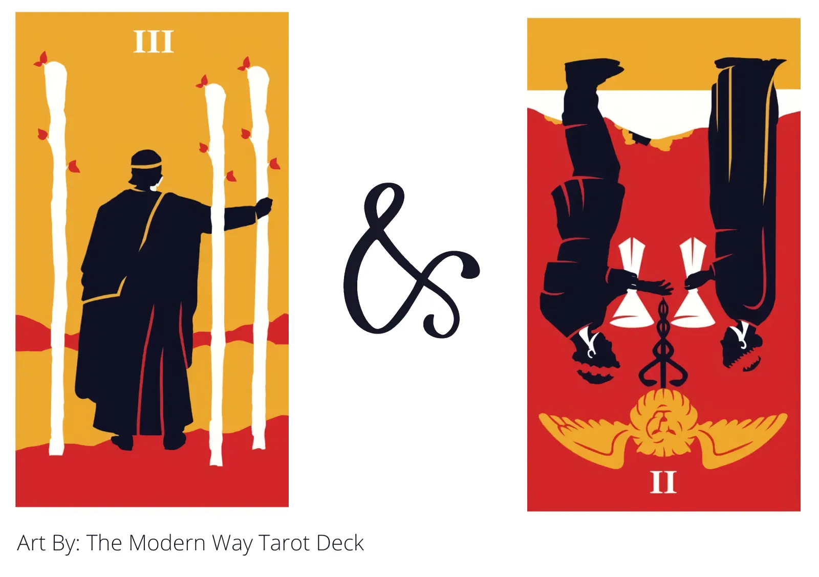 three of wands and two of cups reversed tarot cards together