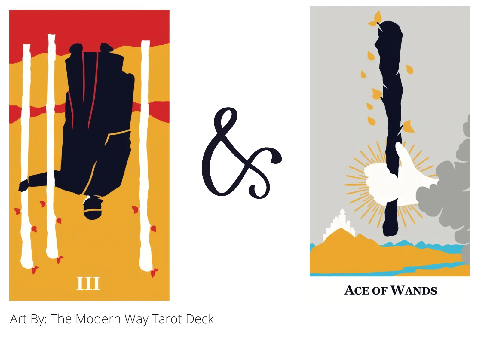 three of wands reversed and ace of wands tarot cards together