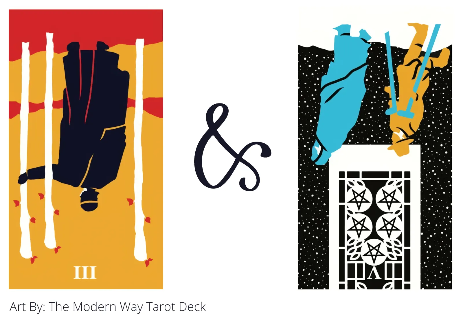 three of wands reversed and five of pentacles reversed tarot cards together