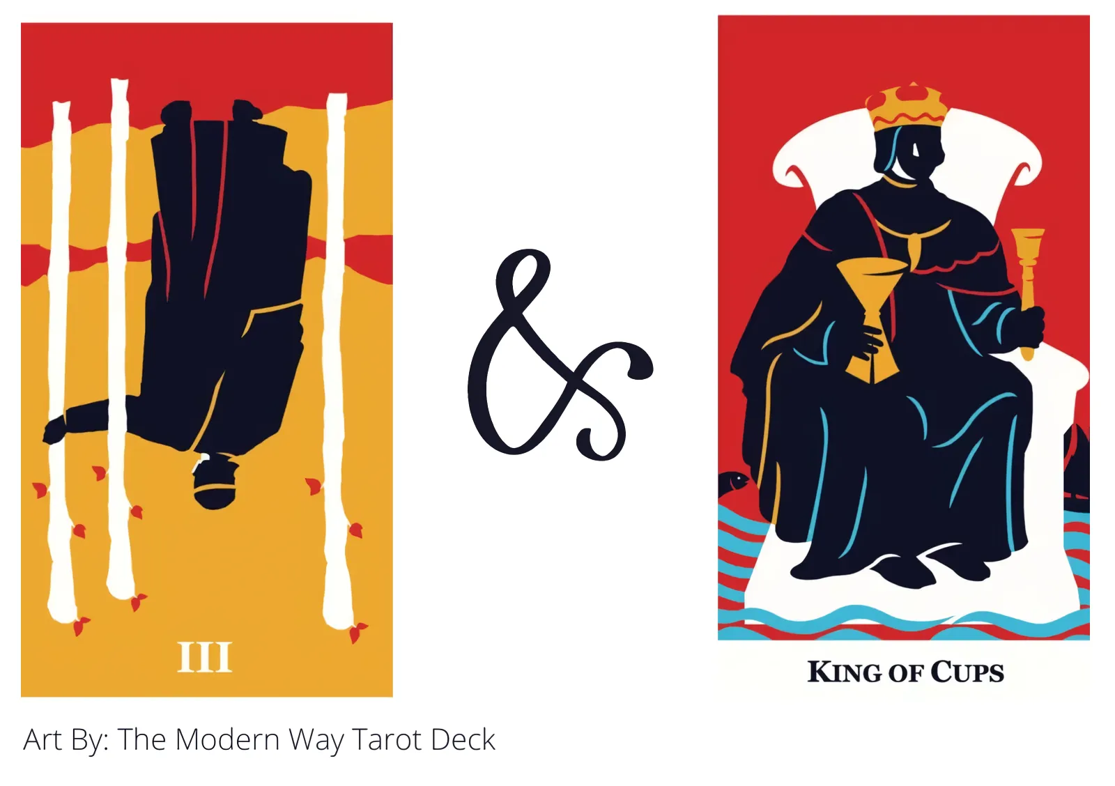 three of wands reversed and king of cups tarot cards together